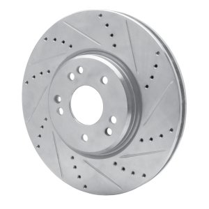 Mercedes-Benz E500 Brake Rotor (1) - Right Front - R1 Concepts - Drilled & Slotted - Silver - `94-`02